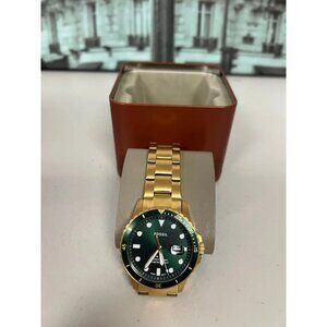 Fossil FS5658 FB-01 Green Dial Gold Toned Stainless Steel Watch